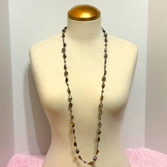 Cookie Lee Long Shell Freshwater Pearl Silvertone Necklace - Picture 4 of 5